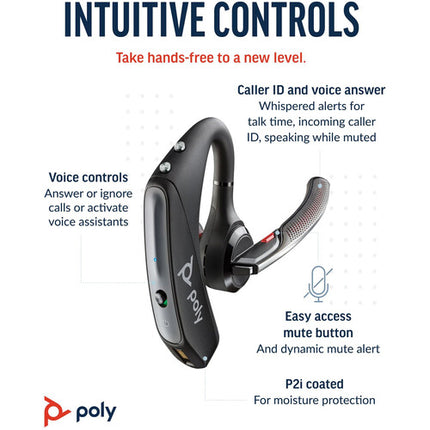 Poly Voyager 5200 Auricular Bluetooth con Cancelación de Ruido y 7 Horas de Autonomía