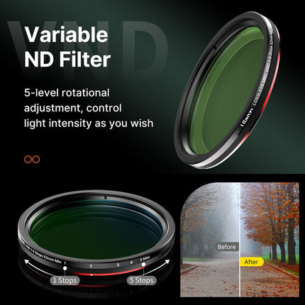 Ulanzi Filtro ND Variable para Smartphones 52mm Reducción Luz 1 a 5 Paradas