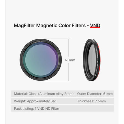 Ulanzi Filtro ND Variable para Smartphones 52mm Reducción Luz 1 a 5 Paradas