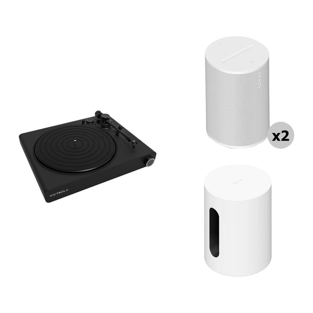 Victrola Stream Onyx Tocadiscos Manual 33 1/3 y 45 rpm con Sonos ERA 100 y Sub Kit