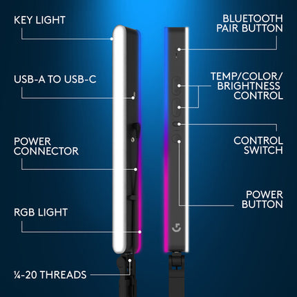 Logitech G Litra Beam LX Luz LED RGB para Streaming 400 Lux 2700-6500K