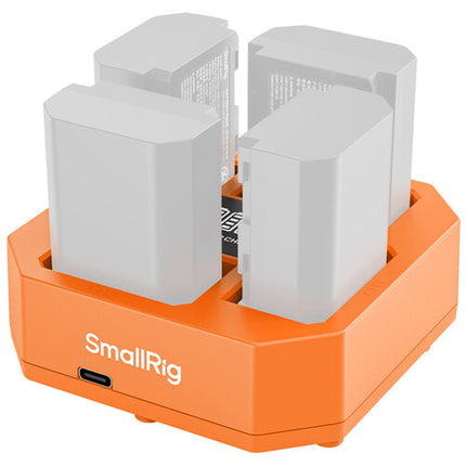 SmallRig P-FZ100 Kit de 4 Baterías USB-C 2400mAh con Cargador Cuádruple Naranja