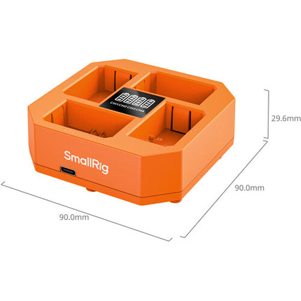 SmallRig P-FZ100 Kit de 4 Baterías USB-C 2400mAh con Cargador Cuádruple Naranja