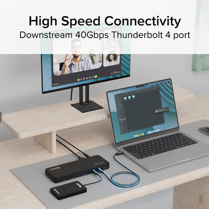 Plugable 13 en 1 Dock Thunderbolt 4 con 2 HDMI y Ethernet Negro