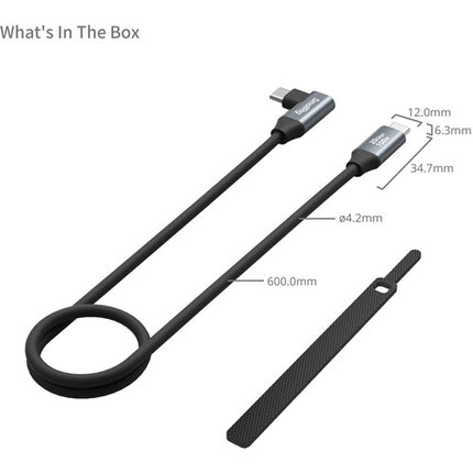 SmallRig Cable USB-C recto a ángulo recto 23.6 pulgadas 20 Gb s 100W
