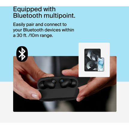 Belkin SoundForm Rhythm Auriculares Inalámbricos Bluetooth 5.3 Negro con 20 Horas Reproducción