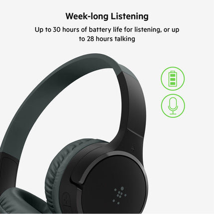 Belkin SoundForm Mini Auriculares Inalámbricos Para Niños Negro 30 Horas Batería