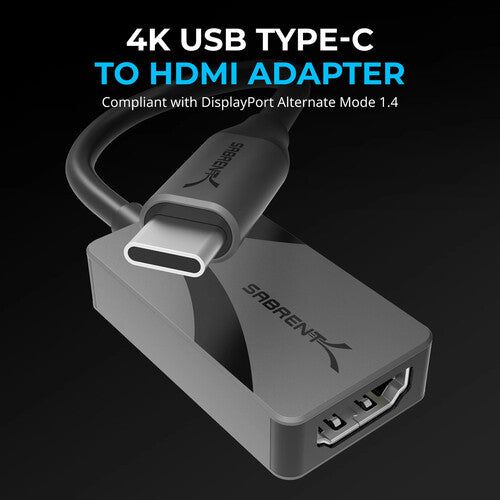 Sabrent Adaptador USB-C a HDMI 4K 60Hz 5.9" Color Gris Oscuro