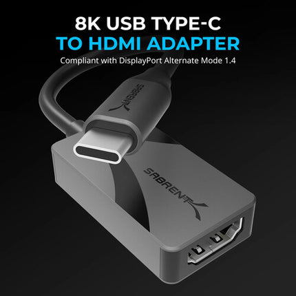 Sabrent Adaptador USB-C a HDMI 8K 7680x4320 30Hz 15cm Gris Oscuro