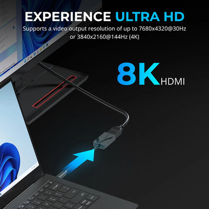 Sabrent Adaptador USB-C a HDMI 8K 7680x4320 30Hz 15cm Gris Oscuro