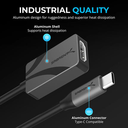 Sabrent Adaptador USB-C a HDMI 8K 7680x4320 30Hz 15cm Gris Oscuro