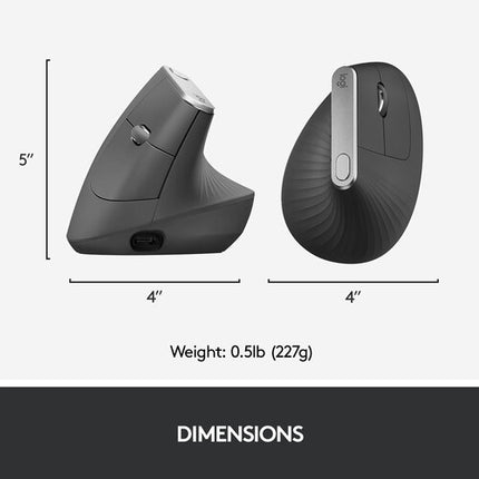 Logitech MX Vertical Ratón Ergonómico Avanzado Bluetooth 4000 dpi 10 m alcance