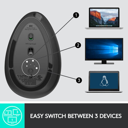 Logitech MX Vertical Ratón Ergonómico Avanzado Bluetooth 4000 dpi 10 m alcance