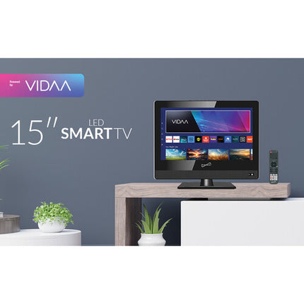 Supersonic SC-1520VTV VIDAA Televisor LED Smart 15.6" Full HD 3 HDMI 12V Car Adapter