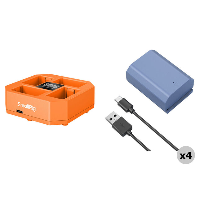 SmallRig P-FZ100 Kit 4 Baterías USB-C 2400mAh Cargador Cuádruple