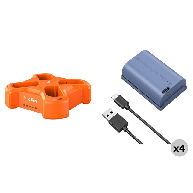 SmallRig LP-E6NH Kit de 4 Baterías USB-C 3500mAh con Cargador Cuádruple