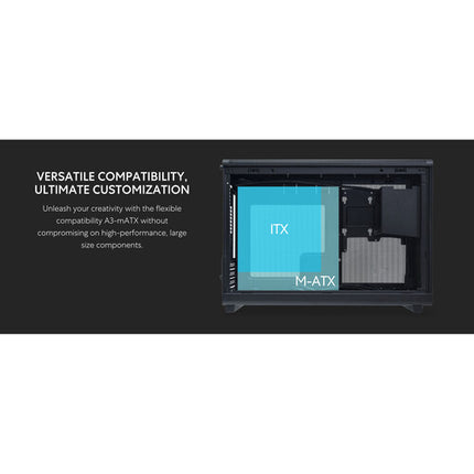 Lian Li A3-mATX Mini Torre con Panel Frontal de Madera Negro Soporte Micro-ATX y Mini-ITX
