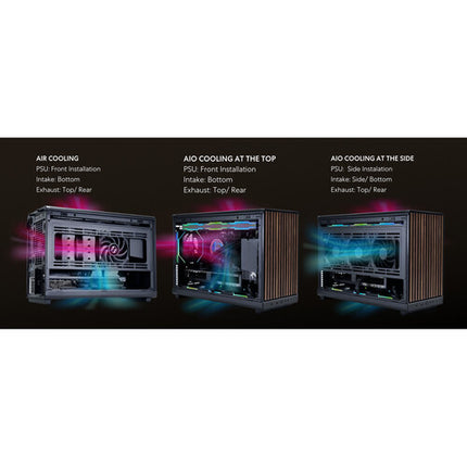 Lian Li A3-mATX Mini Torre con Panel Frontal de Madera Negro Soporte Micro-ATX y Mini-ITX