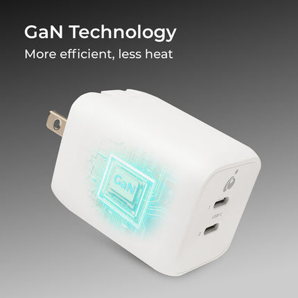IOGEAR GearPower Cargador USB-C Dual 65W Compacto con 2 Puertos