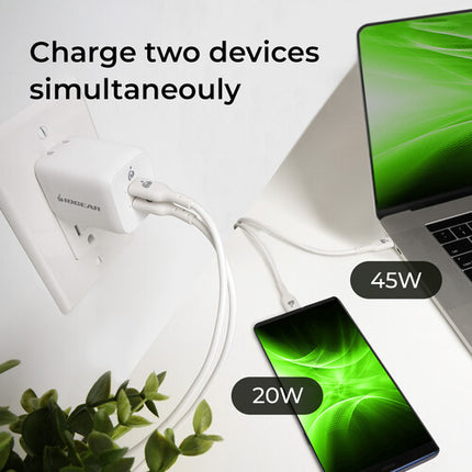 IOGEAR GearPower Cargador USB-C Dual 65W Compacto con 2 Puertos
