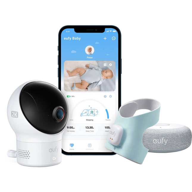 eufy Security S340 Smart Sock Monitor para Bebé con Cámara 2K y Base de Carga