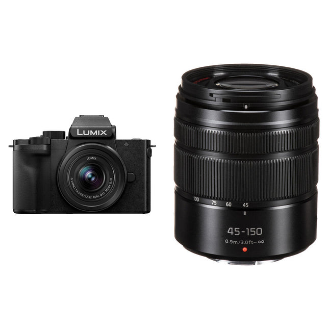 Panasonic LUMIX G100D Cámara Sin Espejo 20.3MP 4K con Lentes 12-32mm 45-150mm