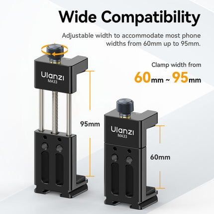 Ulanzi MA33 Soporte para teléfono Arca-Type para Smartphones 2.4 a 3.7 pulgadas