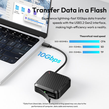 Ulanzi CRC10 Estuche Lector de Tarjetas 3 en 1 USB-C 10 Gb/s