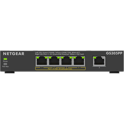 Netgear GS305PP Conmutador 5 Puertos Gigabit Montaje Pared PoE+