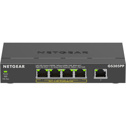 Netgear GS305PP Conmutador 5 Puertos Gigabit Montaje Pared PoE+