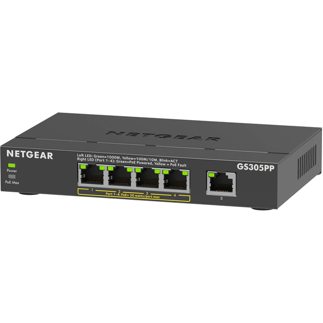 Netgear GS305PP Conmutador 5 Puertos Gigabit Montaje Pared PoE+