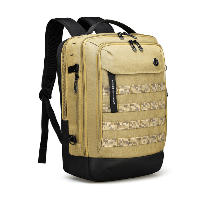 Swissdigital BERG L Mochila 24L Khaki con Puerto USB-C y Protección RFID