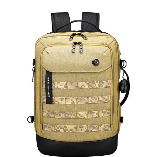 Swissdigital BERG L Mochila 24L Khaki con Puerto USB-C y Protección RFID