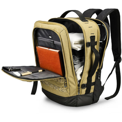 Swissdigital BERG L Mochila 24L Khaki con Puerto USB-C y Protección RFID