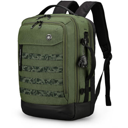 Swissdigital BERG L Mochila 24L Verde Oscuro con Puerto USB-C y Protección RFID