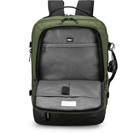Swissdigital BERG L Mochila 24L Verde Oscuro con Puerto USB-C y Protección RFID