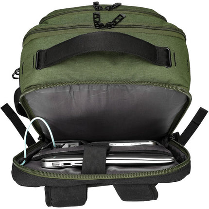Swissdigital BERG L Mochila 24L Verde Oscuro con Puerto USB-C y Protección RFID