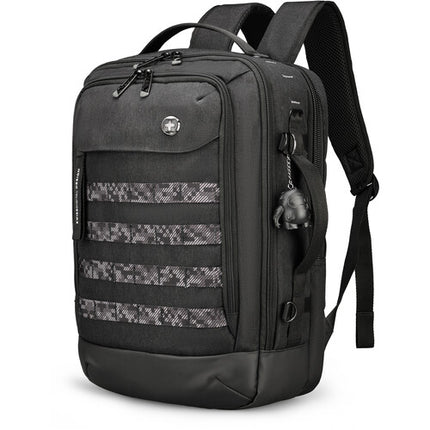 Swissdigital BERG L Mochila Negra 24L con Puerto USB-C y Protección RFID