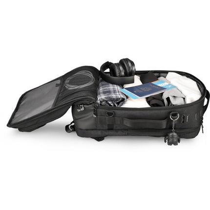 Swissdigital BERG L Mochila Negra 24L con Puerto USB-C y Protección RFID
