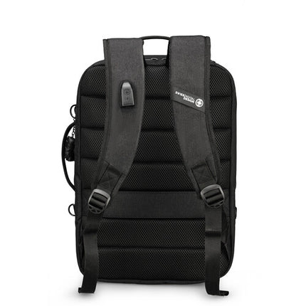 Swissdigital BERG L Mochila Negra 24L con Puerto USB-C y Protección RFID