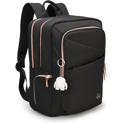 Swissdigital KATY ROSE NG L Mochila Negra Compartimento para Laptop 16" Puerto USB-C y Panel Transpirable