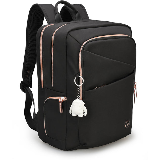 Swissdigital KATY ROSE NG L Mochila Negra Compartimento para Laptop 16" Puerto USB-C y Panel Transpirable