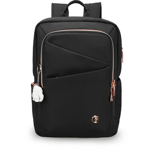 Swissdigital KATY ROSE NG L Mochila Negra Compartimento para Laptop 16" Puerto USB-C y Panel Transpirable