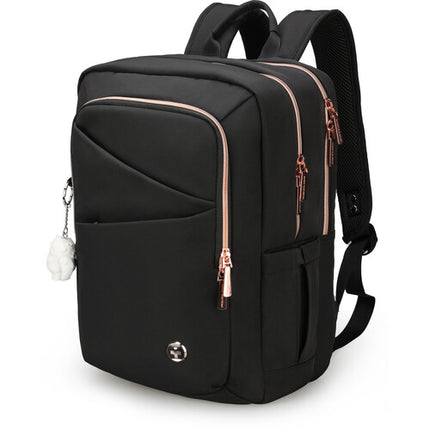 Swissdigital KATY ROSE NG L Mochila Negra Compartimento para Laptop 16" Puerto USB-C y Panel Transpirable