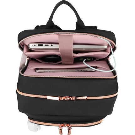 Swissdigital KATY ROSE NG L Mochila Negra Compartimento para Laptop 16" Puerto USB-C y Panel Transpirable
