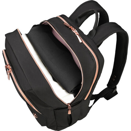 Swissdigital KATY ROSE NG L Mochila Negra Compartimento para Laptop 16" Puerto USB-C y Panel Transpirable