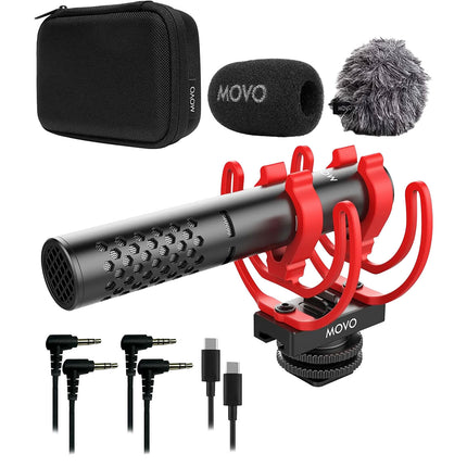 Movo Photo X1-Mini Micrófono Shotgun para Cámara con USB-C y 3.5mm Supercardioide 24-Bit
