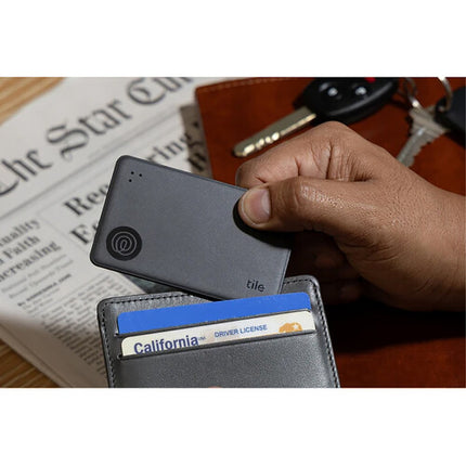Tile Slim Localizador Bluetooth 2024 Negro Diseño Delgado 350 Pies Alcance