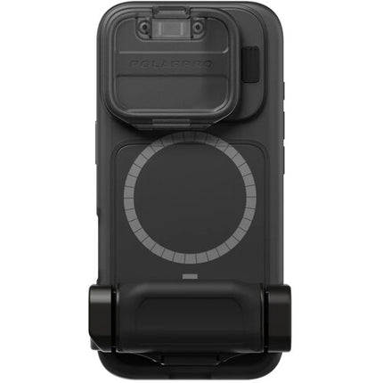 PolarPro LiteChaser BaseCase para iPhone 16 Pro con sistema QuickSlide y defensor Flip-Down negro