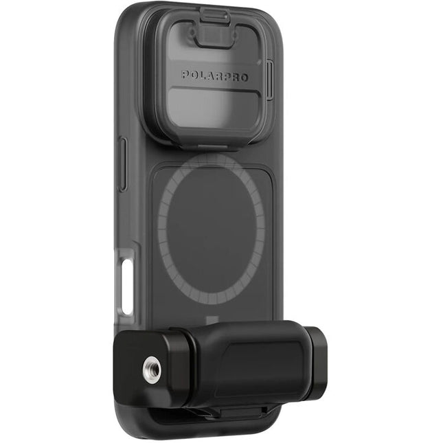 PolarPro LiteChaser BaseCase para iPhone 16 Pro con sistema QuickSlide y defensor Flip-Down negro